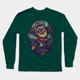 Scary Wood Cutter illustration Long Sleeve T-Shirt